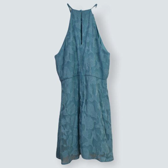 Teeze Me Dress 11/12 Womens Halter Sleeveless Ruffle Layer Floral Print Blue - Picture 10 of 11